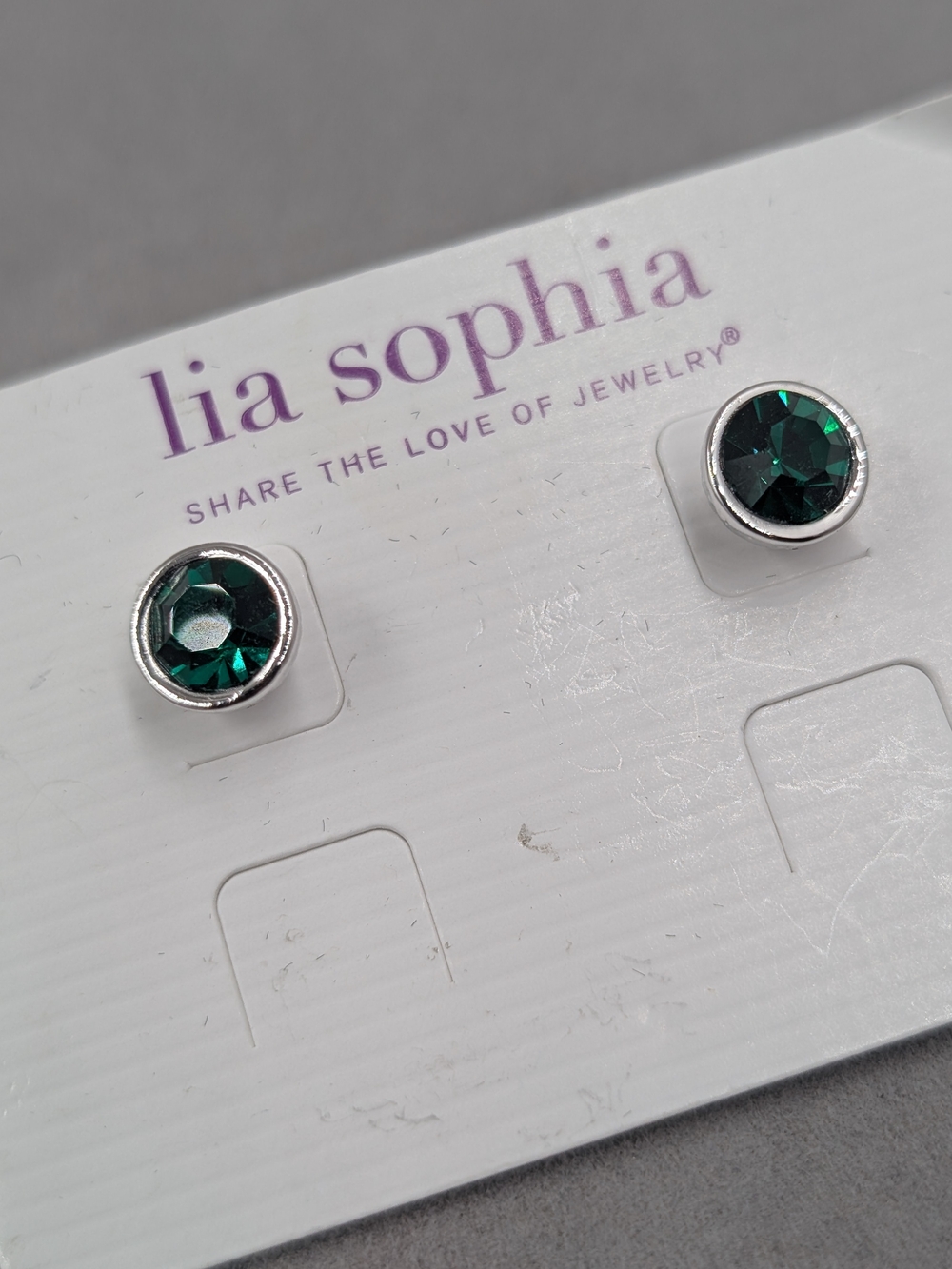 Lia Sophia Birthday Party May Emerald Green Crystal Stud Earrings | M327